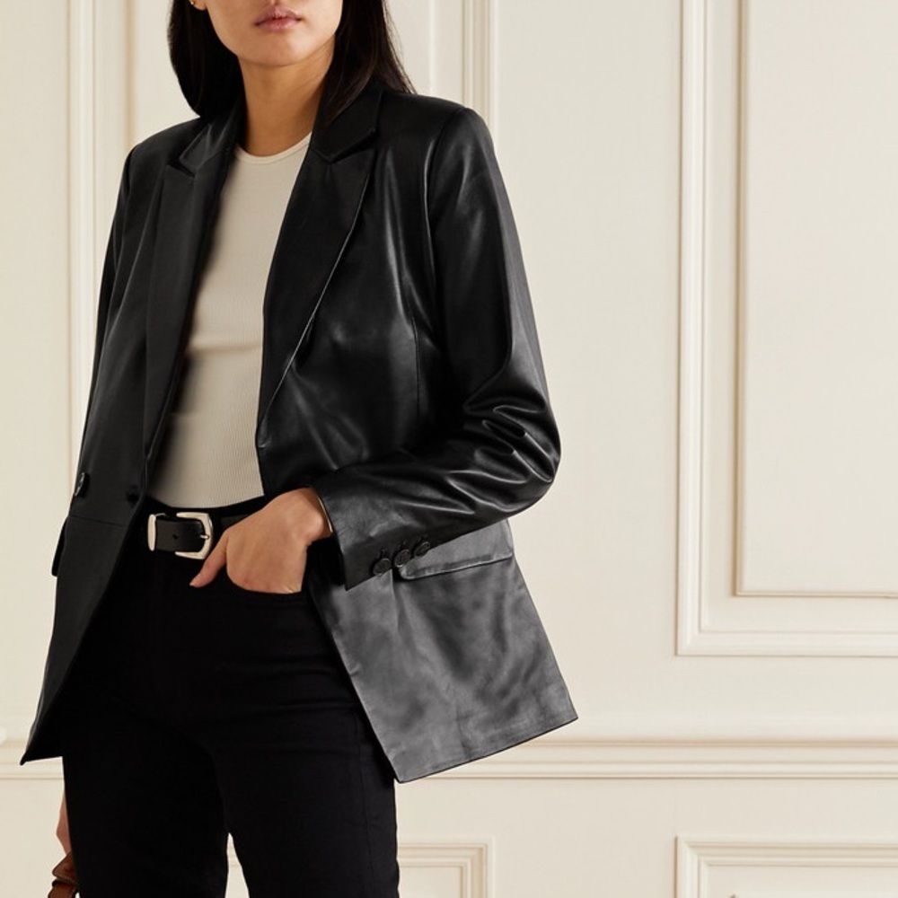 Anine Bing Grace black leather blazer